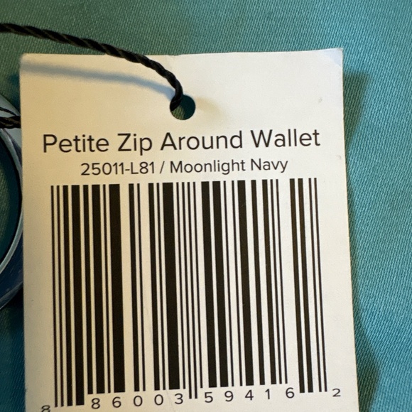 Vera Bradley, petite zip around wallet, navy. - Picture 3 of 3